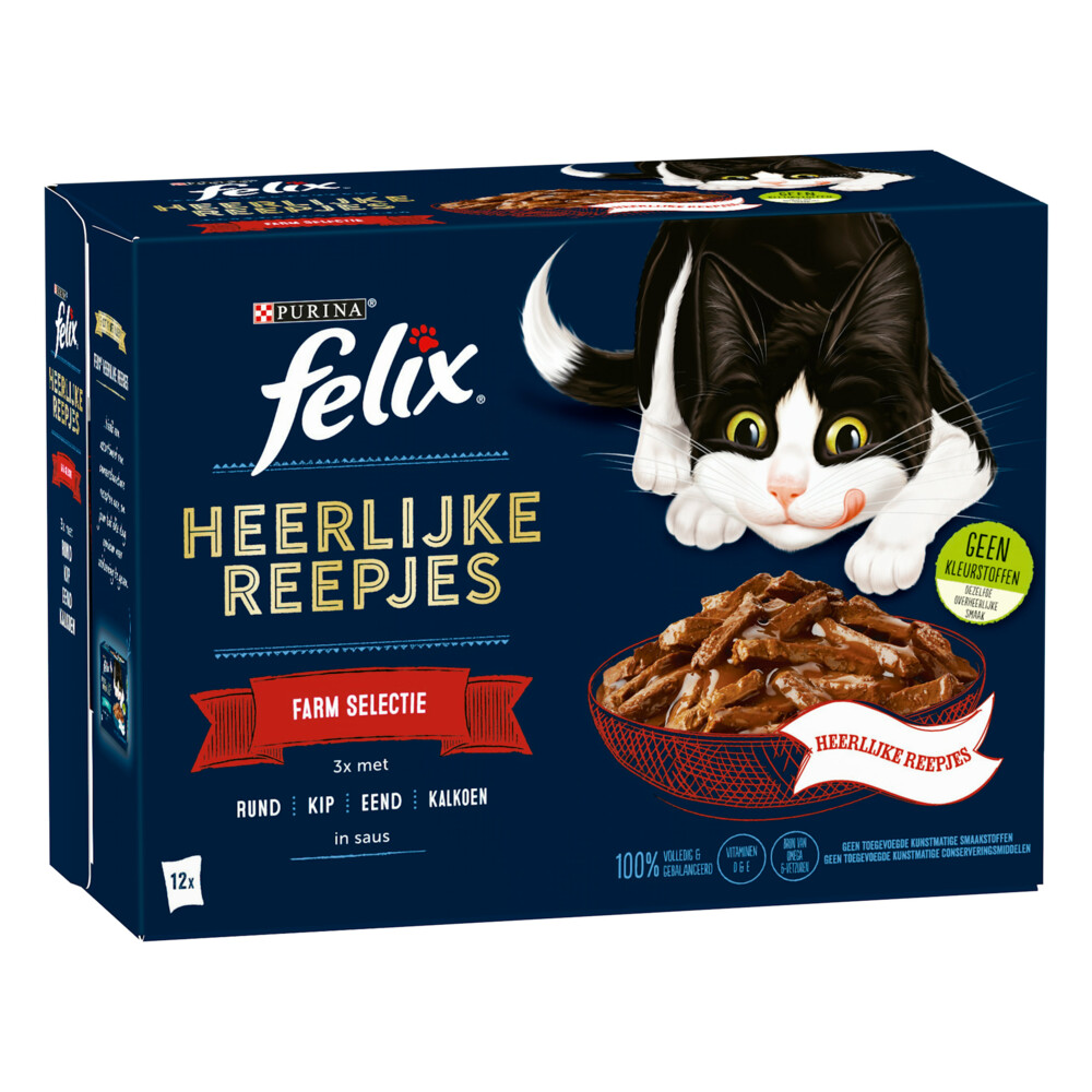 Felix Heerlijke Reepjes Selectie Farm12 x 80 gr