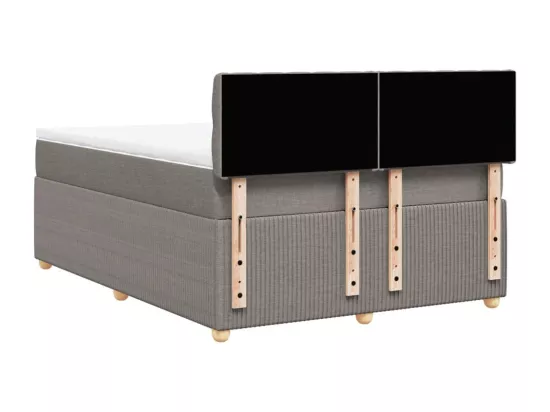 Sommier à lattes de lit avec matelas Taupe 140x190 cm Tissu