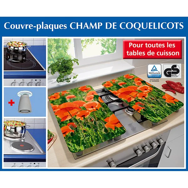 Set 2 couvre-plaques protection motifs Coquelicot Wenko by Maximex