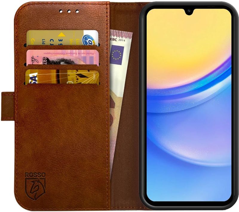 Rosso Element Samsung Galaxy A15 Hoesje Book Case Wallet Bruin