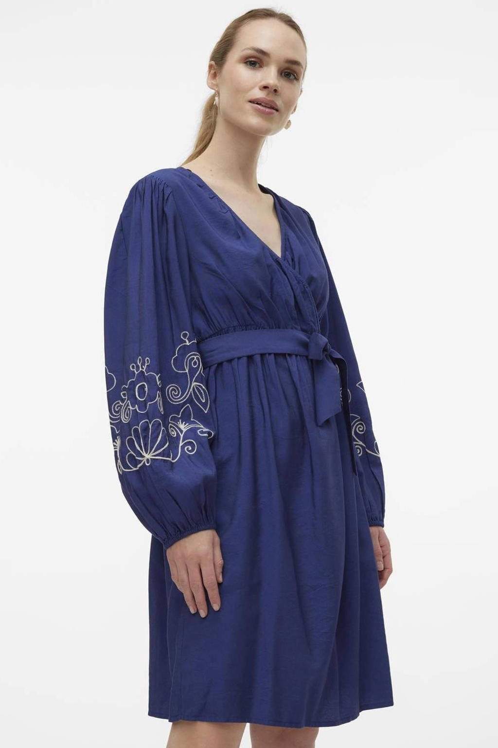 MAMALICIOUS zwangerschapsjurk MLNANAZ met printopdruk en plooien blauw