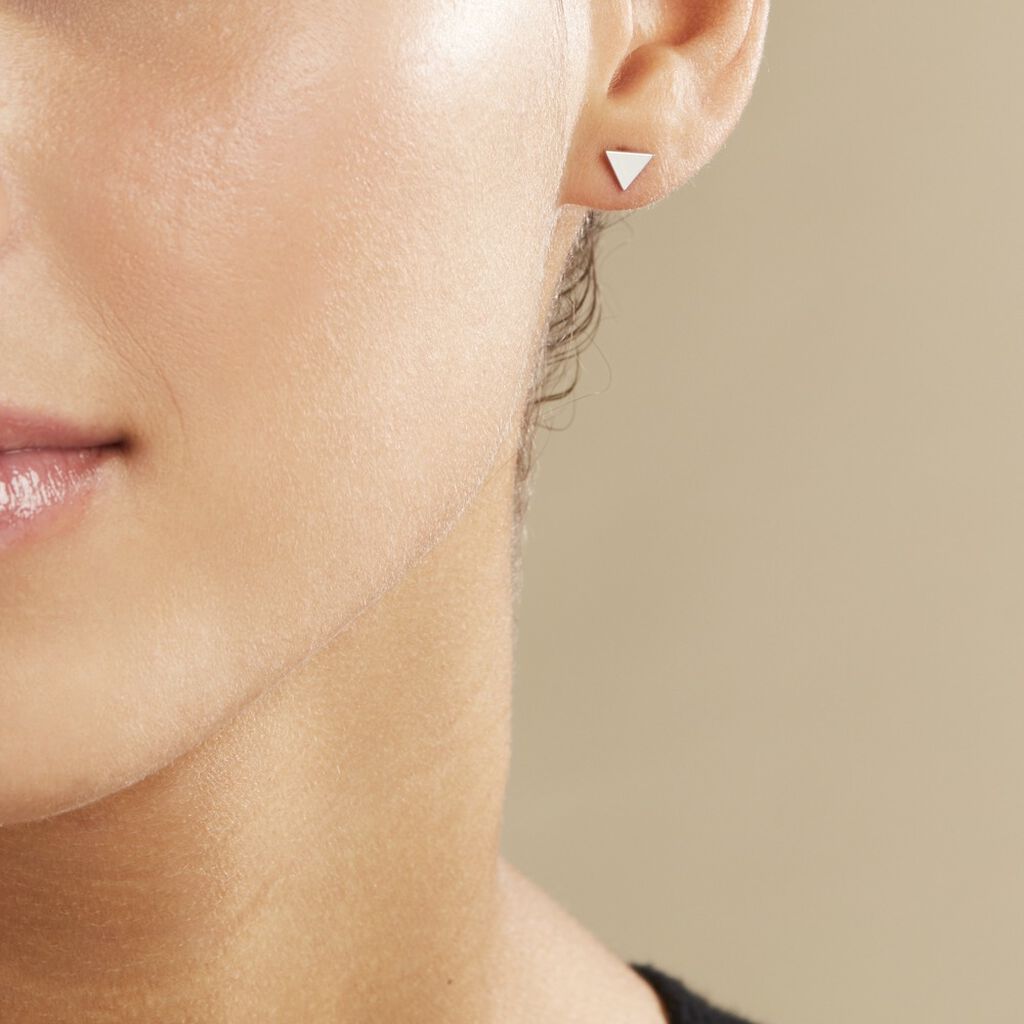 Boucles D'oreilles Puces Trilia Argent Blanc