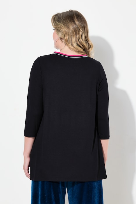 Blusenshirt, Satin mit Blütenmuster, Jerseyrücken