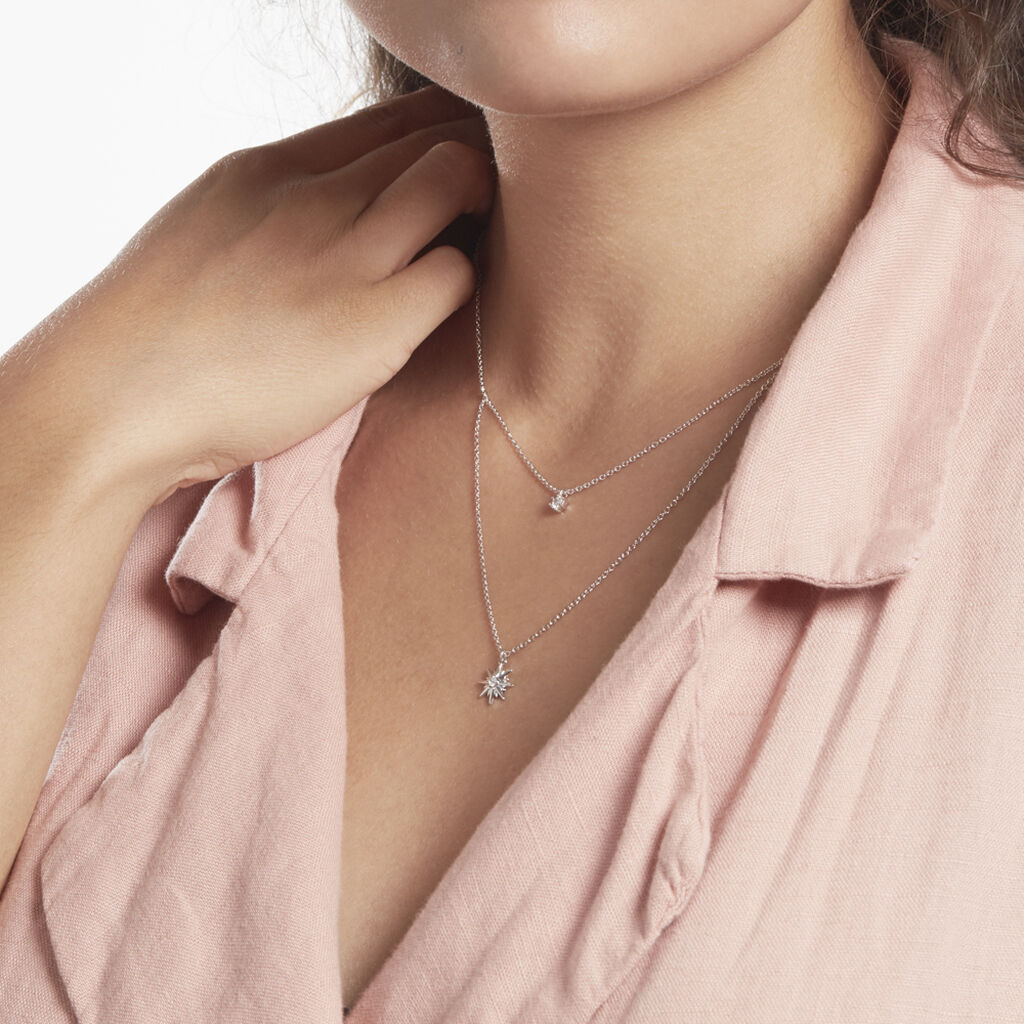 Collier Shone Argent Oxyde De Zirconium