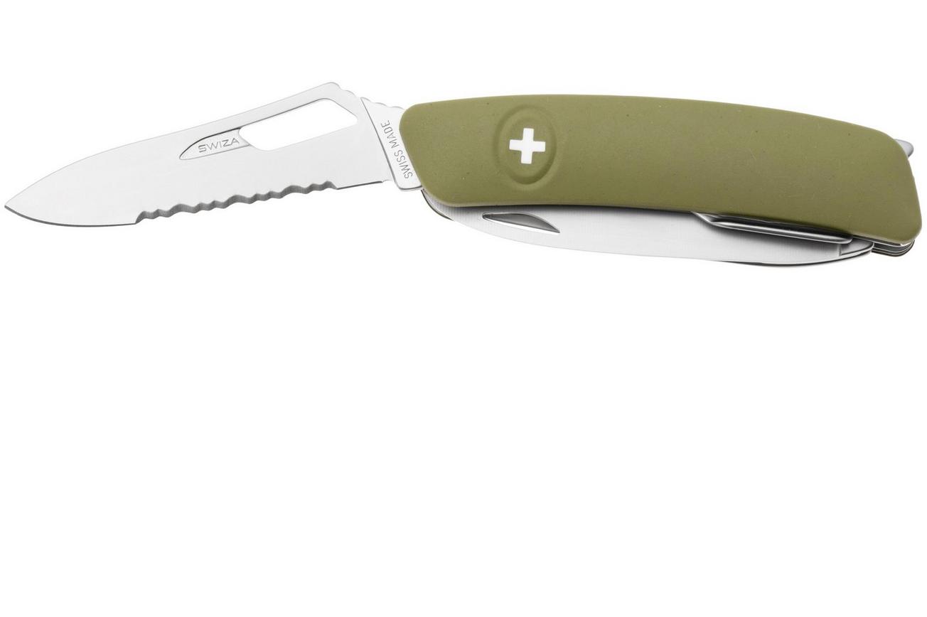 Swiza SH09 TR AM, KST.0136.1050, Olive, Zwitsers zakmes, partly serrated, 9 tools