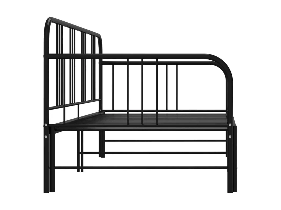 Lit canapé extensible noir en métal 90x200 Volda