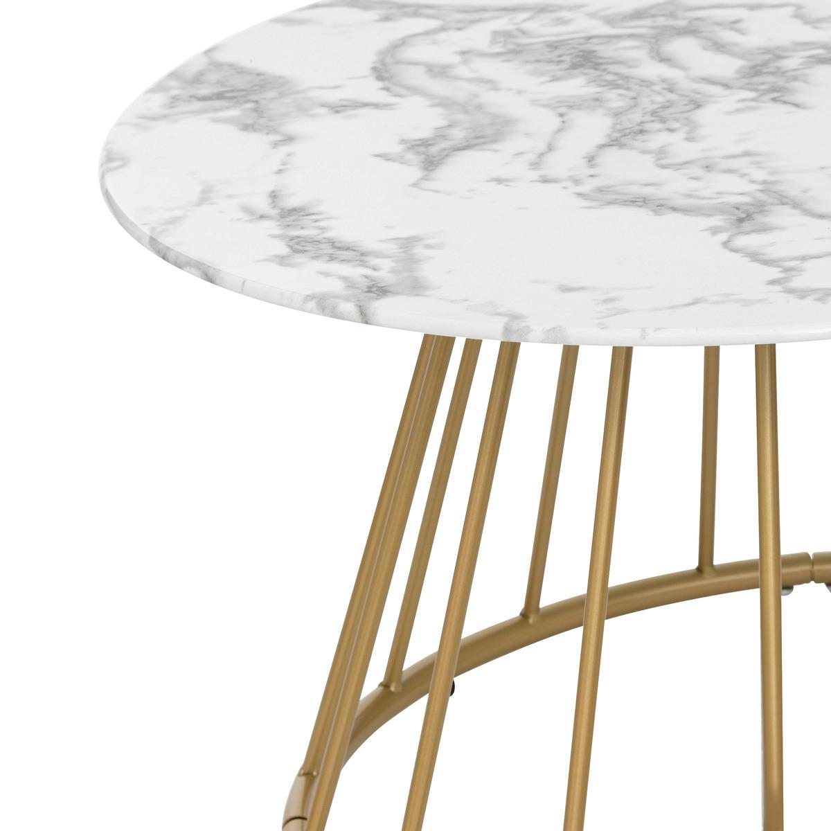 TABLE BASSE RAYO EFFET MARBRE BLANC D.70CM
