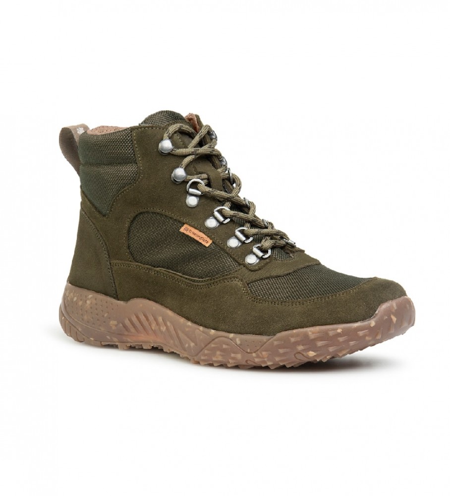 Botas de cano curto em couro Naturalist N5620, multimaterial verde.