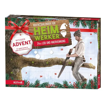Roth Adventskalender für Heimwerker mit 24 süßen und herzhaften Knabbereien und witzigen Sprüche