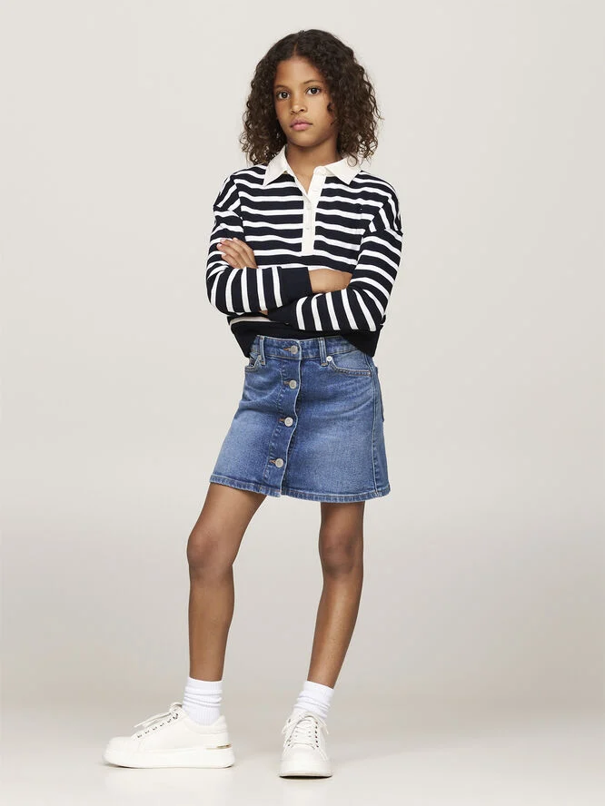 Tommy Hilfiger BUTTON THROUGH DENIM SKIRT Streakyblue