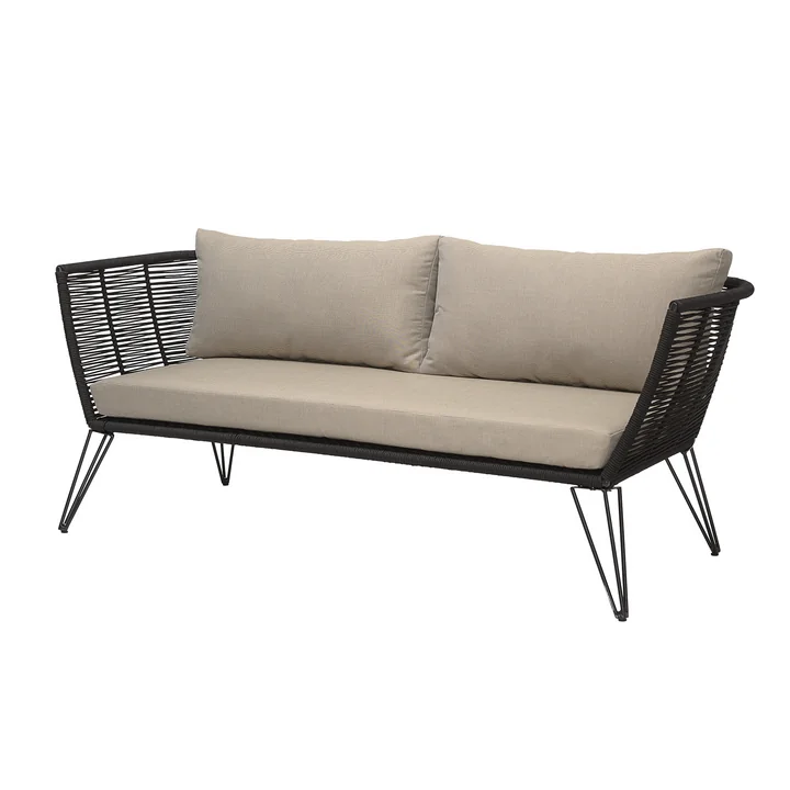 Bloomingville - Mundo Sofa mit Kissen, schwarz / beige
