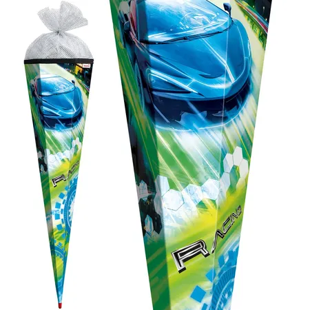 Roth Schultüte Racing mit Tüllverschluss, 85 cm, eckig