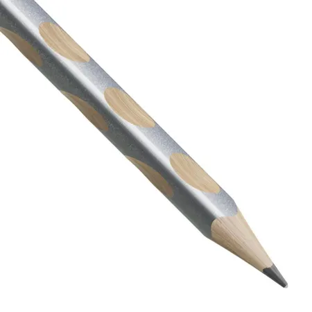 Schmaler Dreikant-Bleistift für Linkshänder - STABILO EASYgraph S Metallic Edition in Silber - Einzelstift - Härtegrad HB