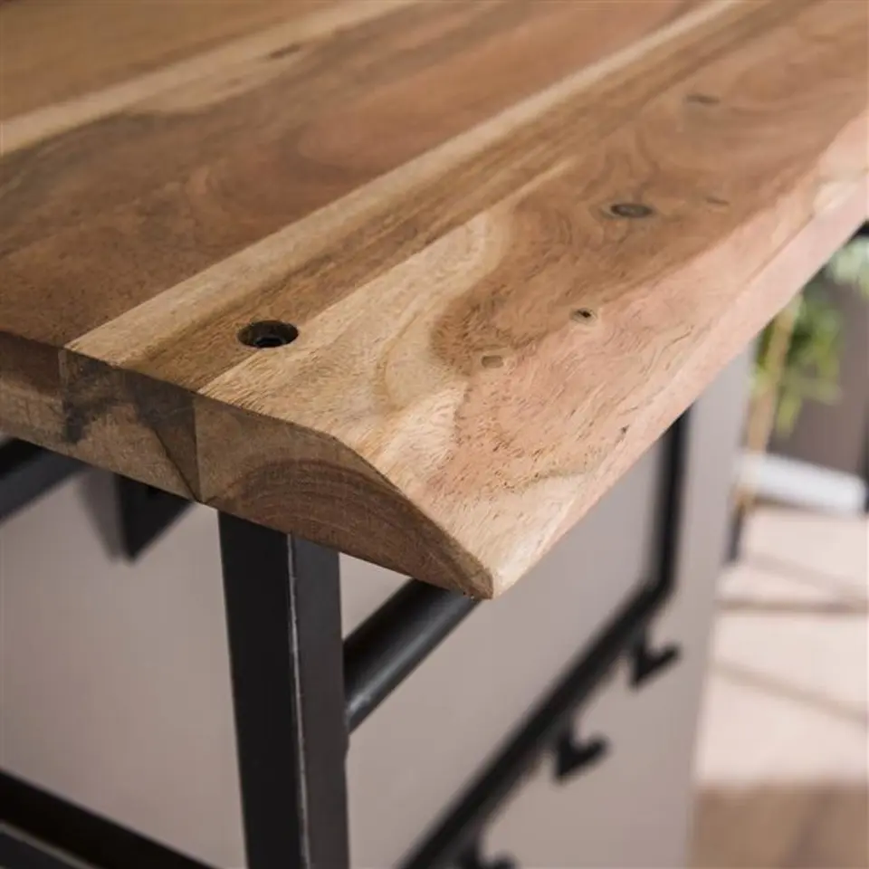 Industriële Kapstok Teun 12 haken acaciahout - 33x100x80 cm - Hout - Bruin