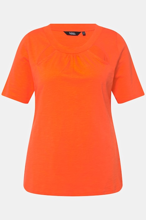 T-Shirt, Cut-Outs, Kräuselung, Slim, Rundhals, Halbarm