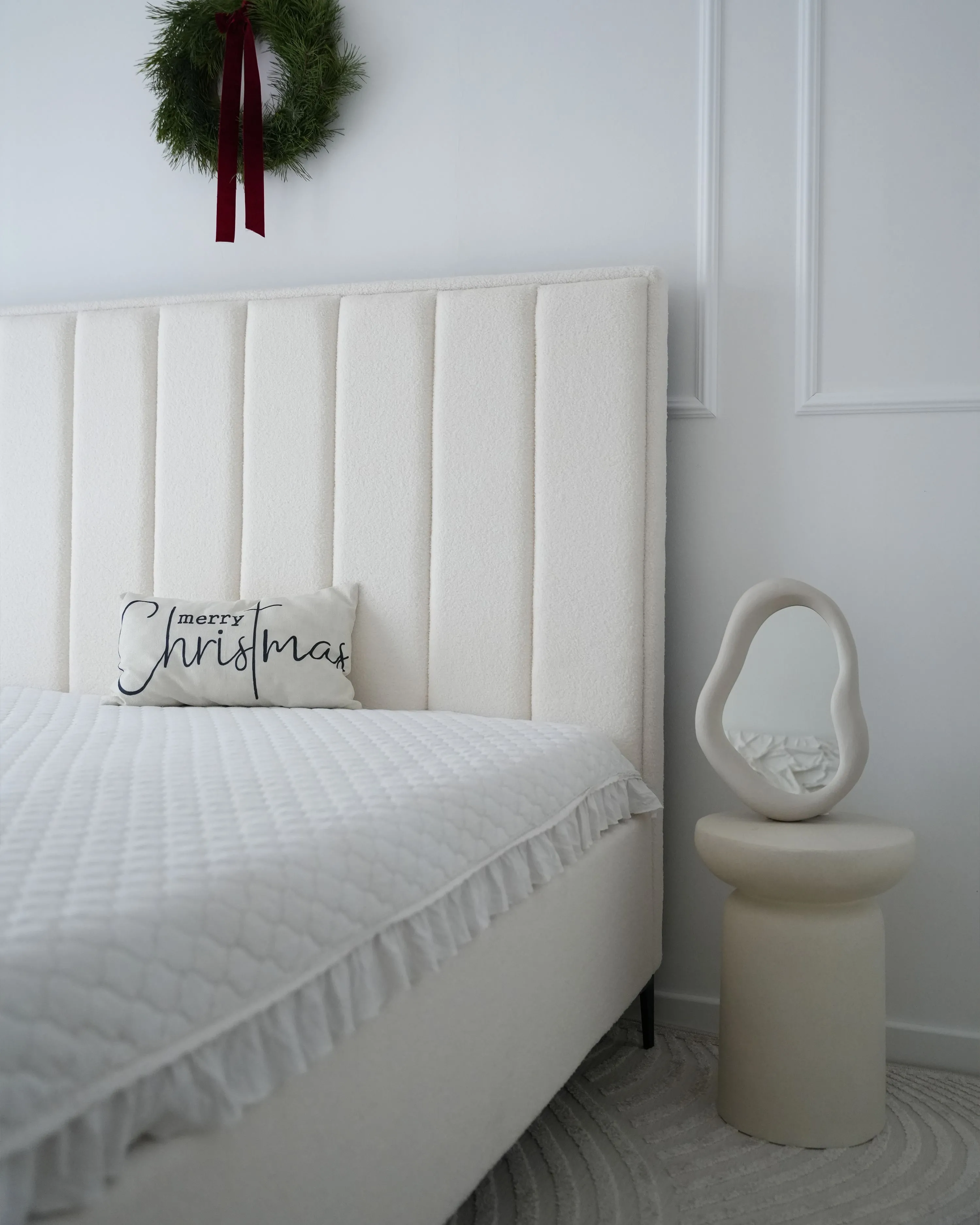 Bed met opbergruimte Bouclé SEZANNE 180 x 200 cm Gebroken wit