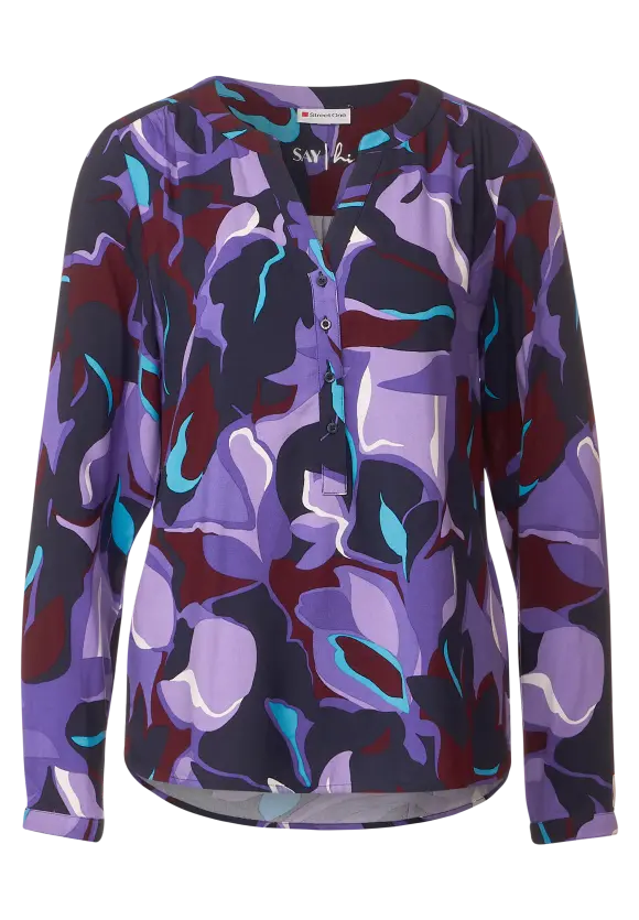 Viskose Bluse mit Print - lupine lilac