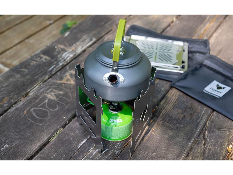 Fennek Grill Campingkocher Hobo Premium, Titan Multifunktionaler Kocher und Grill