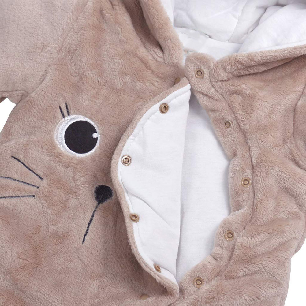 Baby Winter Outdoor Strampler Kuschel Overall Flanell Strampelanzug mit Druckknöpfe (0-3 Monate) - Beige