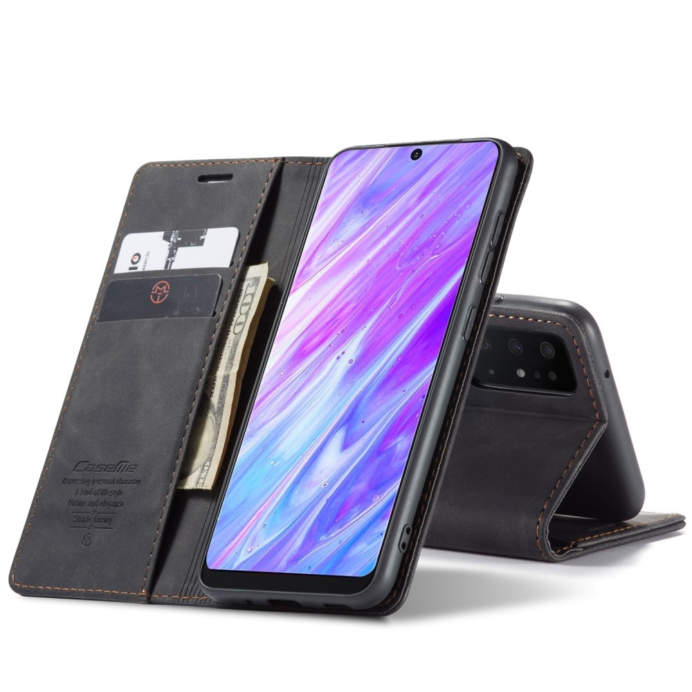 Samsung Galaxy S20 / S20 5G Leder Tasche Flip Wallet Etui mit Kartenfächern - Schwarz