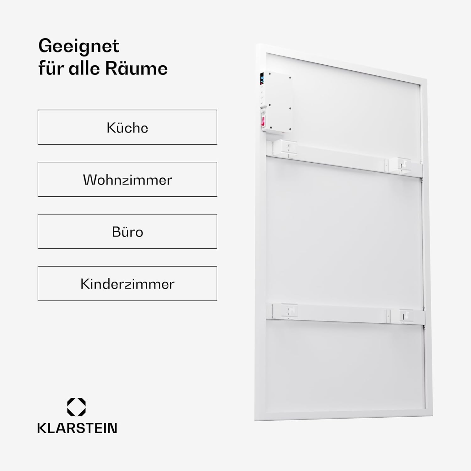 Klarstein Infrarotheizung mit Thermostat, 600W Elektroheizung, Smart Home Infrarotheizung zur Wandmontage, IR mit App-Steuerung & Erkennung Offener Fenster, Effizienter Feuchtraum Heizkörper CO2-Frei