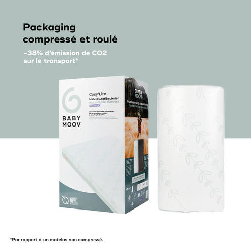 Matelas Cosy'Lite antibactérien 60x120 cm Blanc - BABYMOOV