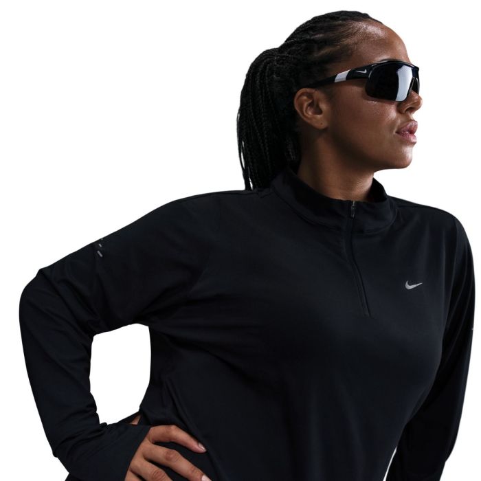 Nike Dame Mellemlag Dri-Fit Swift Element HZ Top (Plus Size) Sort
