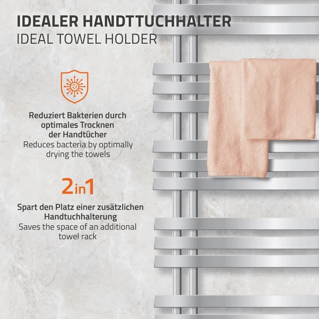 500 x 1200 mm IRON EM DESIGN Radiatortilslutning panelradiatorer 50mm CHROME