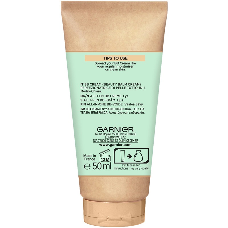 Garnier Skinactive BB Cream Classic Perfecting Care All-In-1 SPF 15 - 50 ml - Light