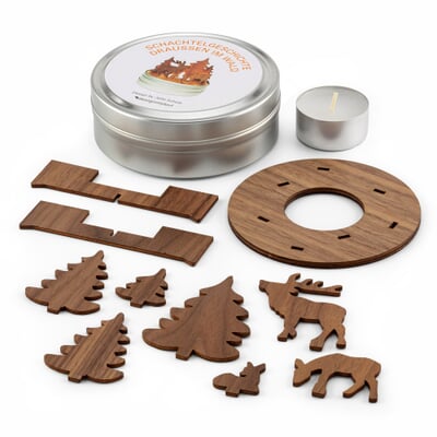 Teelichthalter Schachtelgeschichte, Wald