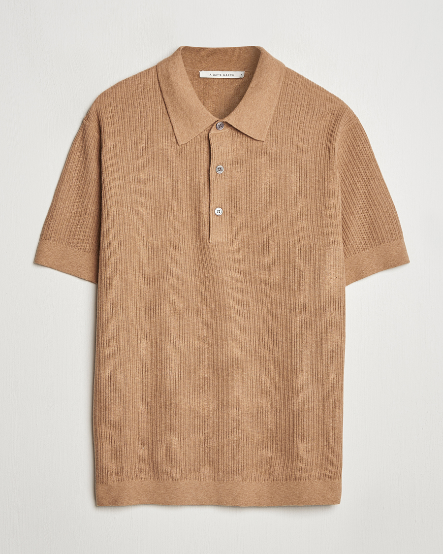 A Day's March Aspen Structure Short Sleeve Polo Camel