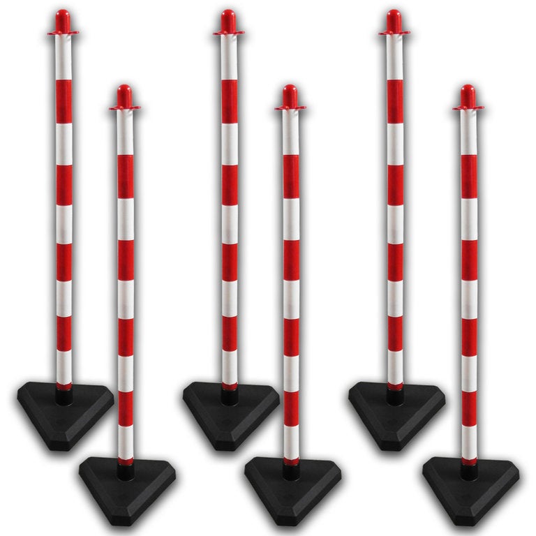 UvV kettingpaal Lugano 3kg betonvoet rood wit incl. 2,5m ketting per paal / 1 set / 130 cm