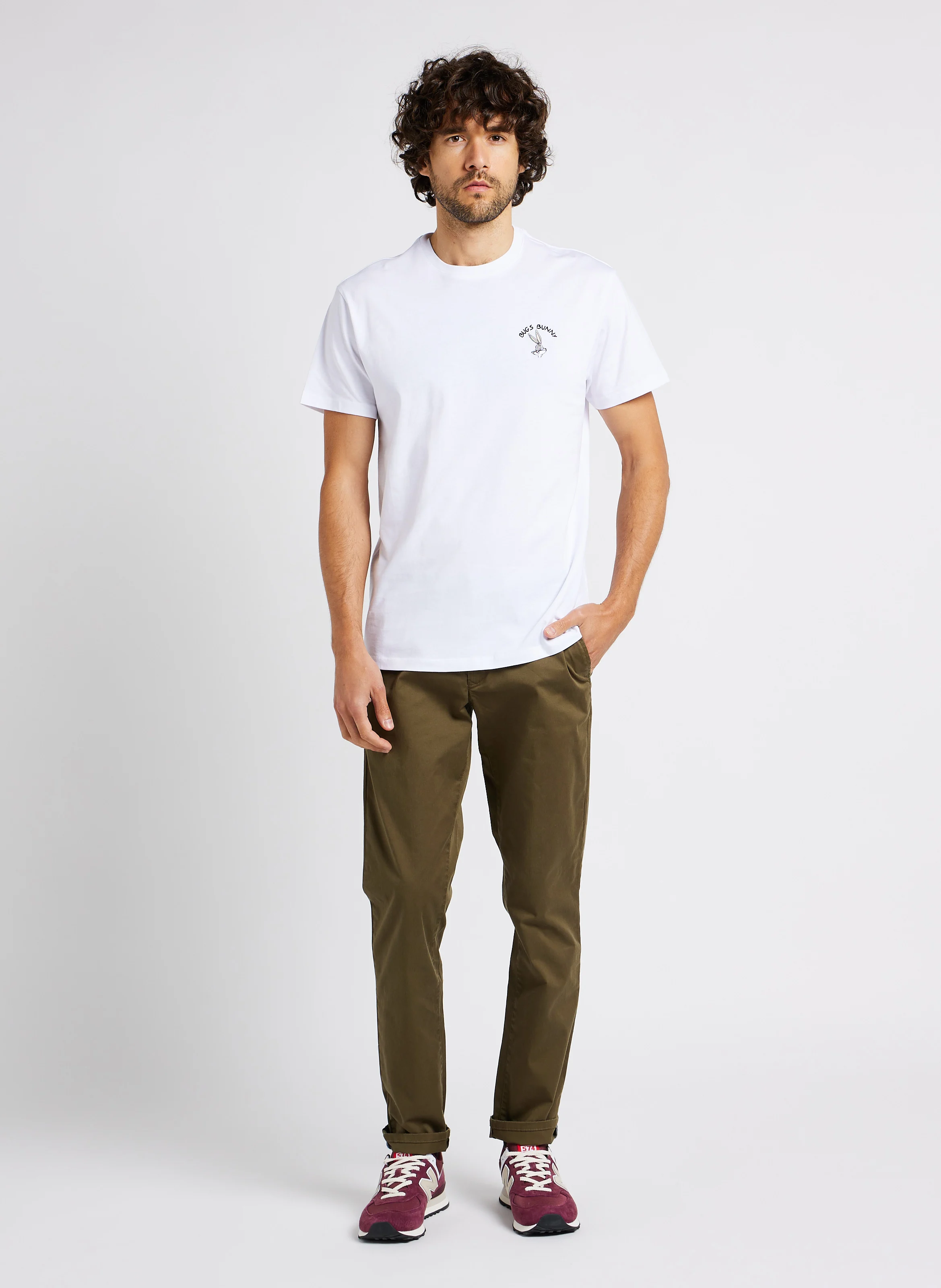 Pantalon slim en coton biologique mélangé | Vert