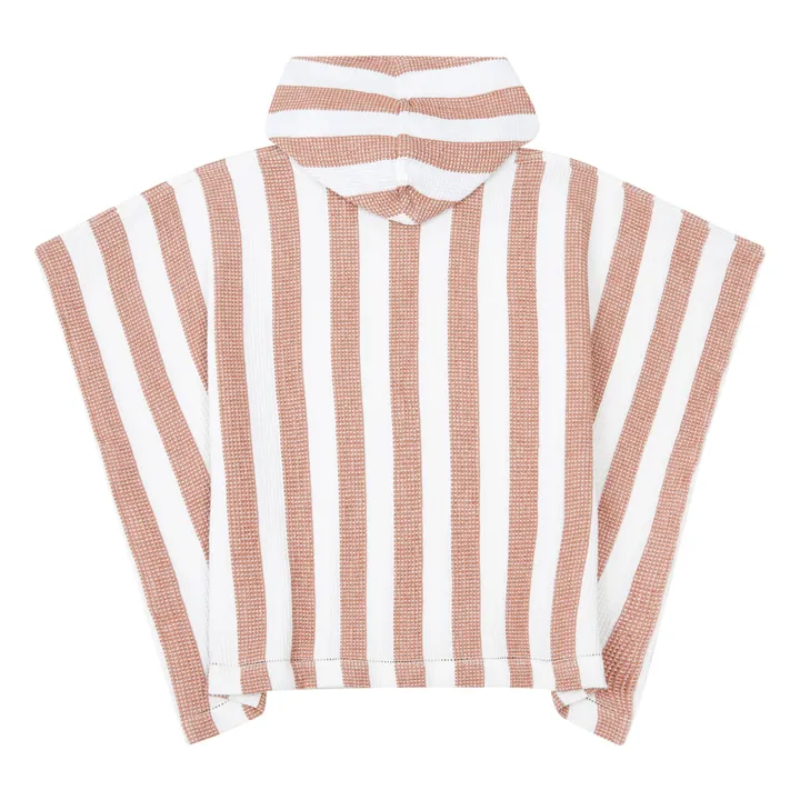 Liewood Poncho Paco en coton bio | Stripe White/Tuscany rose