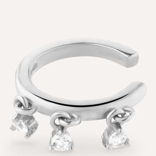 Earcuff - Sparkly Cuff - Laiton plaqué argent 10 microns