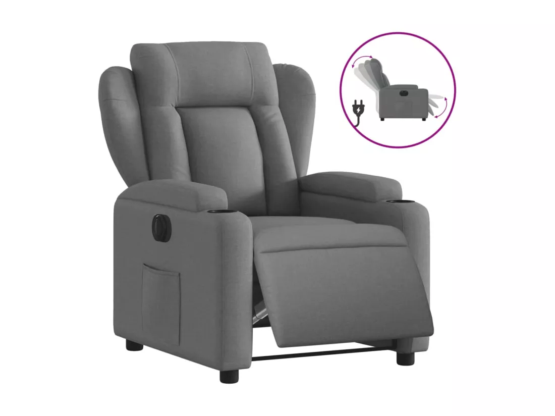 Fauteuil inclinable électrique Gris foncé Tissu