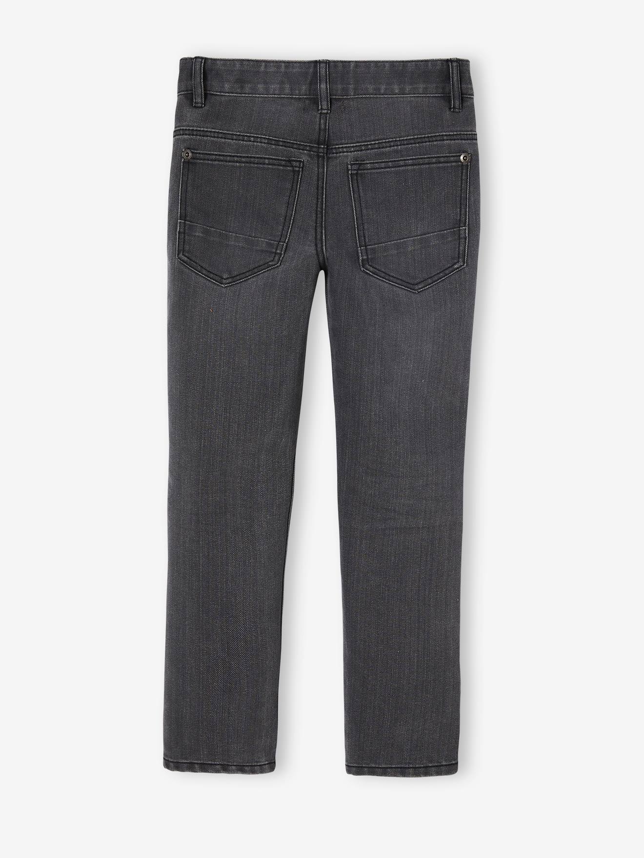 Calça jeans reta indestrutível para meninos, lavagem azul escura