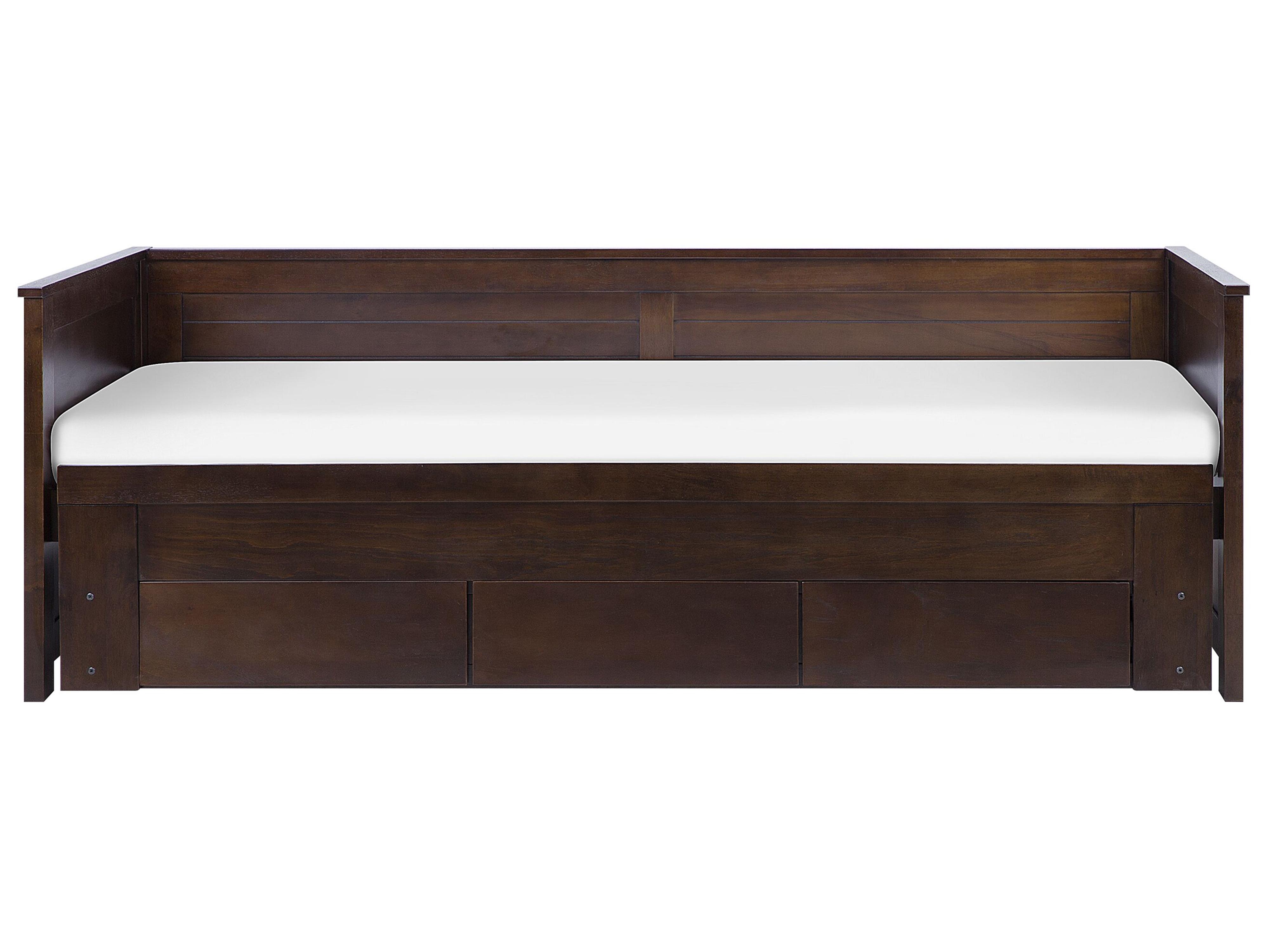 Bed met opbergladen Hout CAHORS 90 x 200 cm Donkerbruin