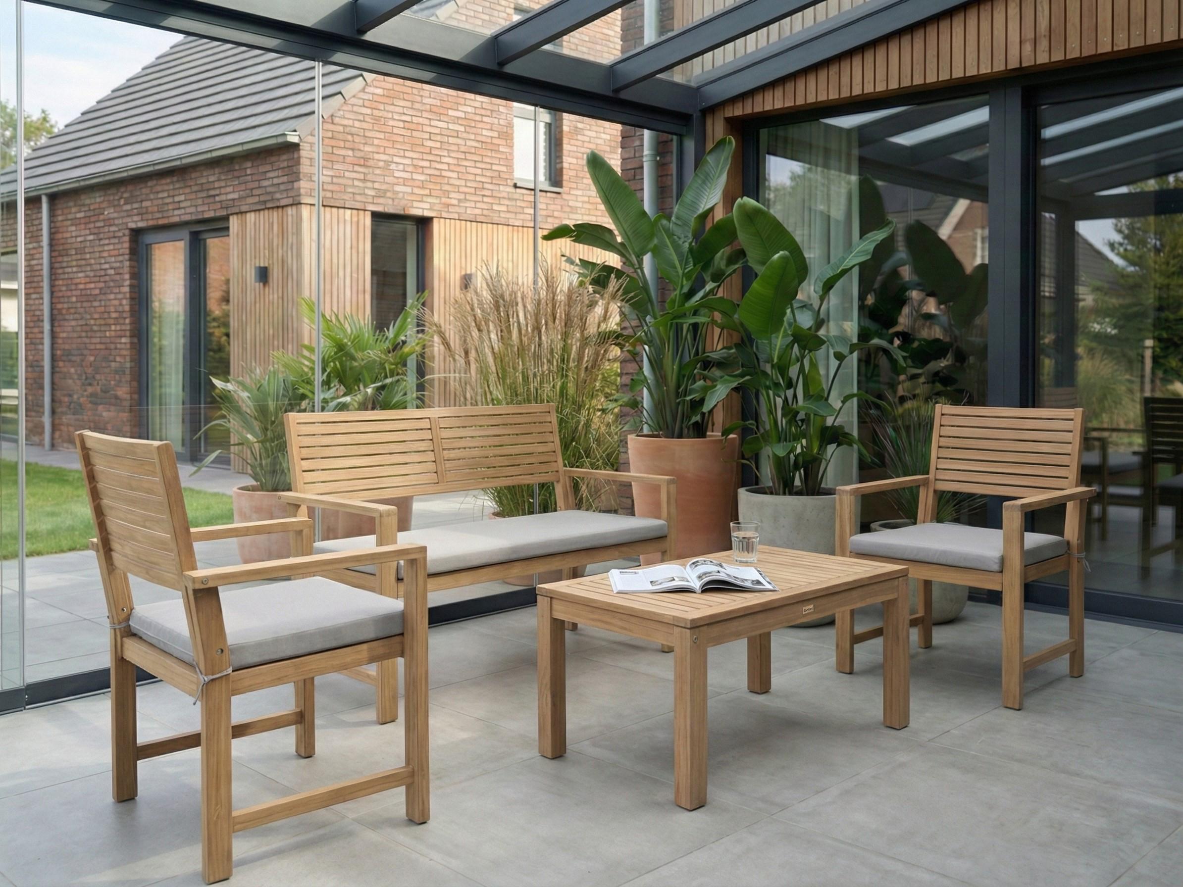 Loungeset met tafel 4-zits FIAMES Gecertificeerd acaciahout Grijs
