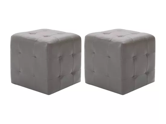 2 pcs Poufs Gris 30 x 30 x 30 cm Similicuir