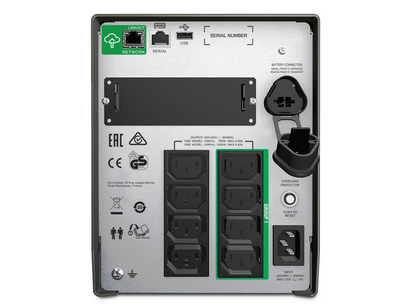 APC USV SMT1500IC 1500 VA / 980 W Tower-Line-Interaktiv-USV mit SmartConnect