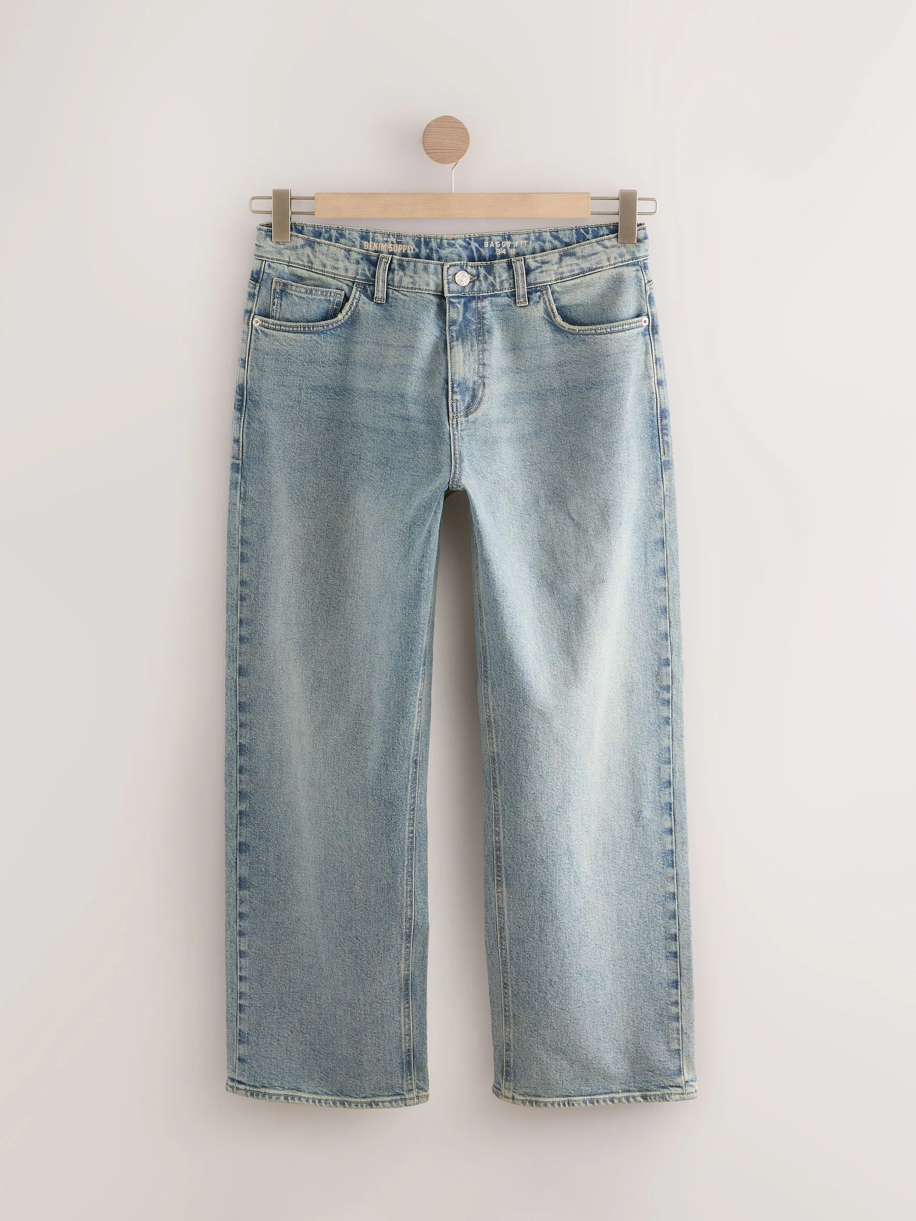 Lichtblauw - Baggy pasvorm - Vintage wash denim jeans