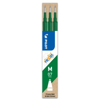 Pilot Frixion Ball - 3 Recharges pour rollers effaçables - 0,7 mm - vert
