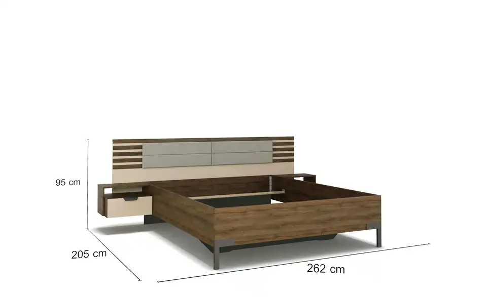 Bettanlage Barea Champagner, Creme, Cappuccino 262 cm 160x200 cm