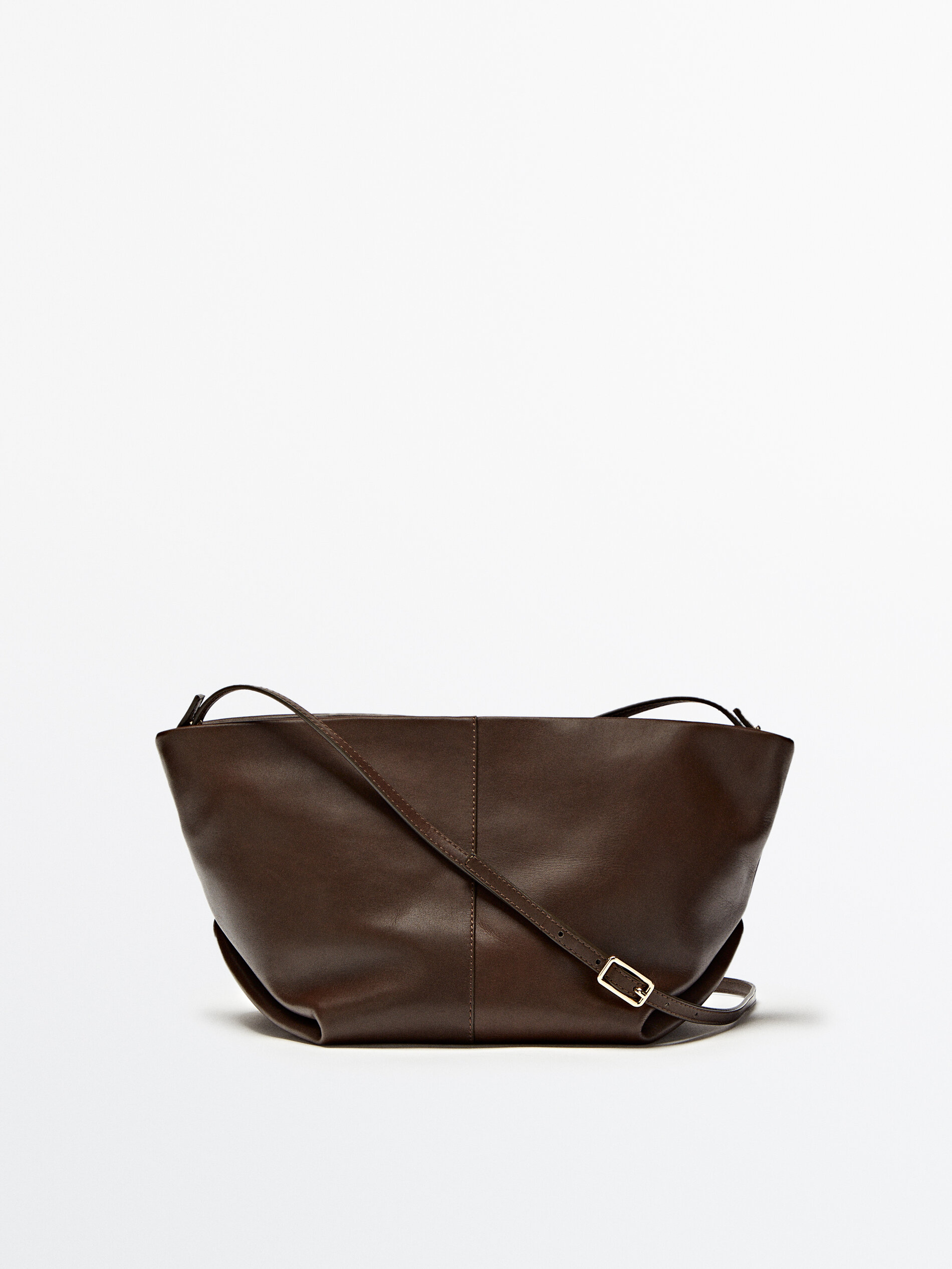 Bolsa trapézio com estojo de couro e alça de ombro - KAKI