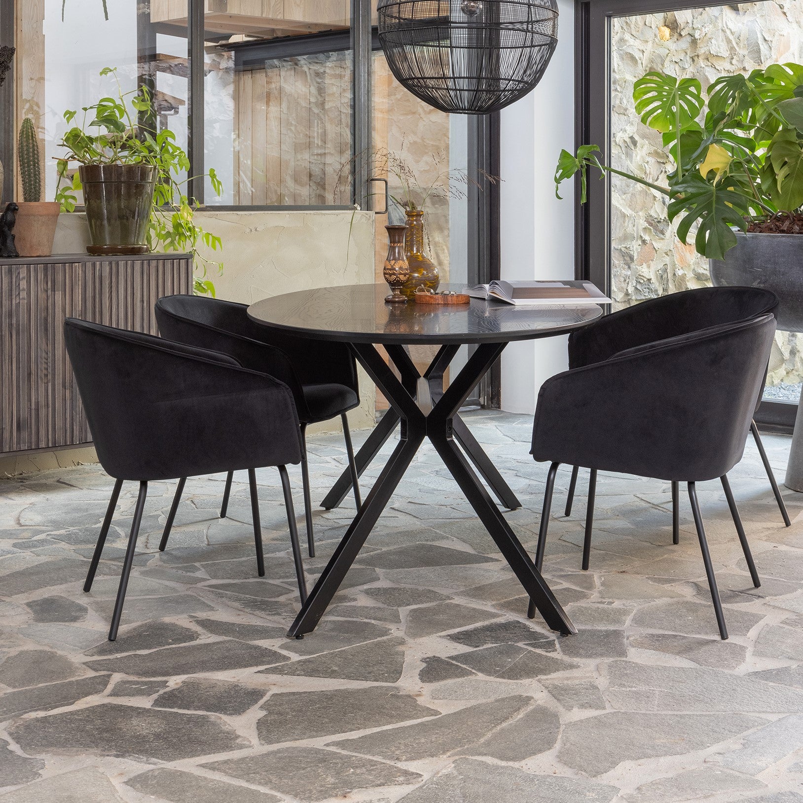 WOOOD Bruno Eettafel - B 220 x D 100 cm - Zwart