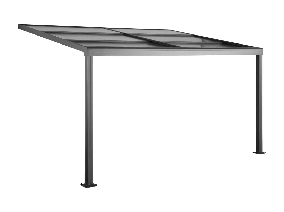 Pergola adossée en aluminium avec toit coulissant - 12m² - anthracite - IZEDA