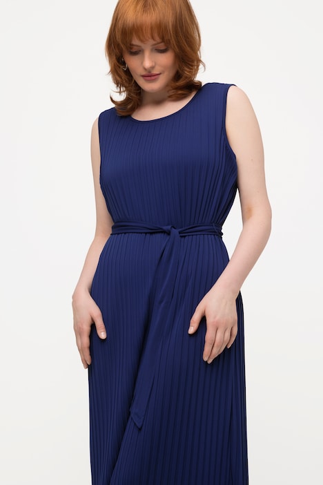 Plissee-Kleid, A-Linie, Rundhals, ärmellos