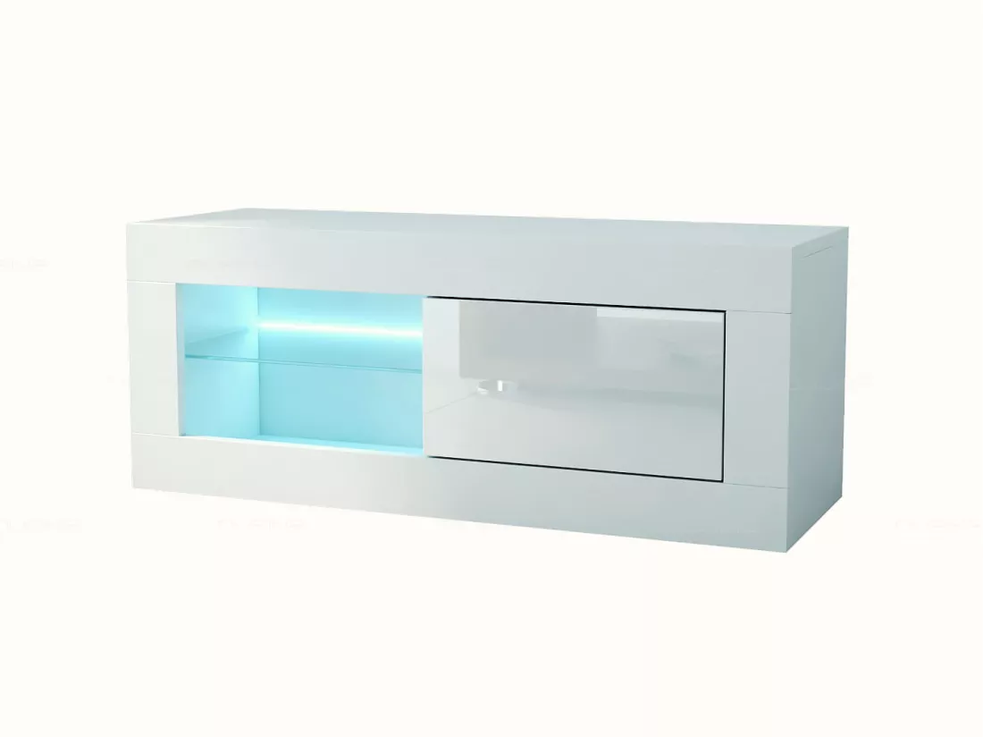 Petit meuble TV Iconik avec LED 100 CM en 18 MM avec porte laquée
