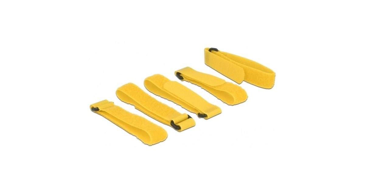 DeLOCKKabelbinders met klittenband, 5 stuks  (Geel, L 300 mm x B 20 mm)